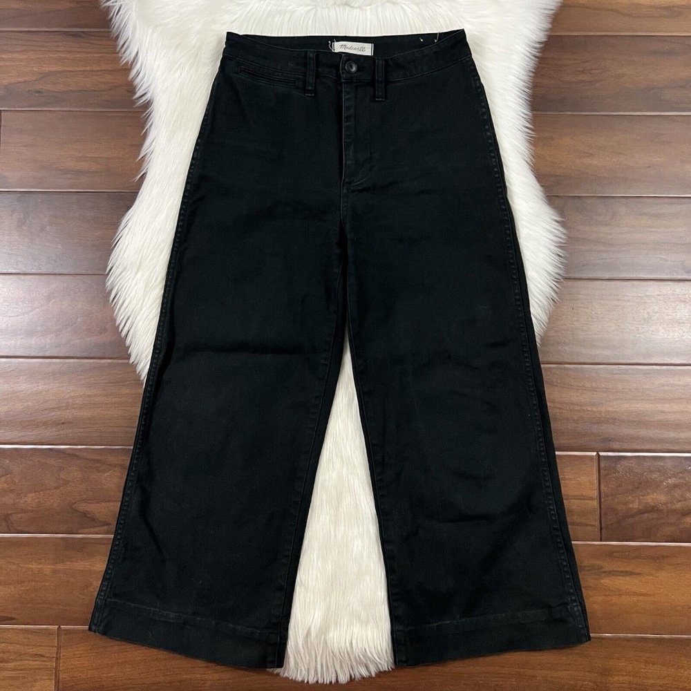 Madewell Women's Size 26 Black Emmett Wide Leg Crop Pants J8985
